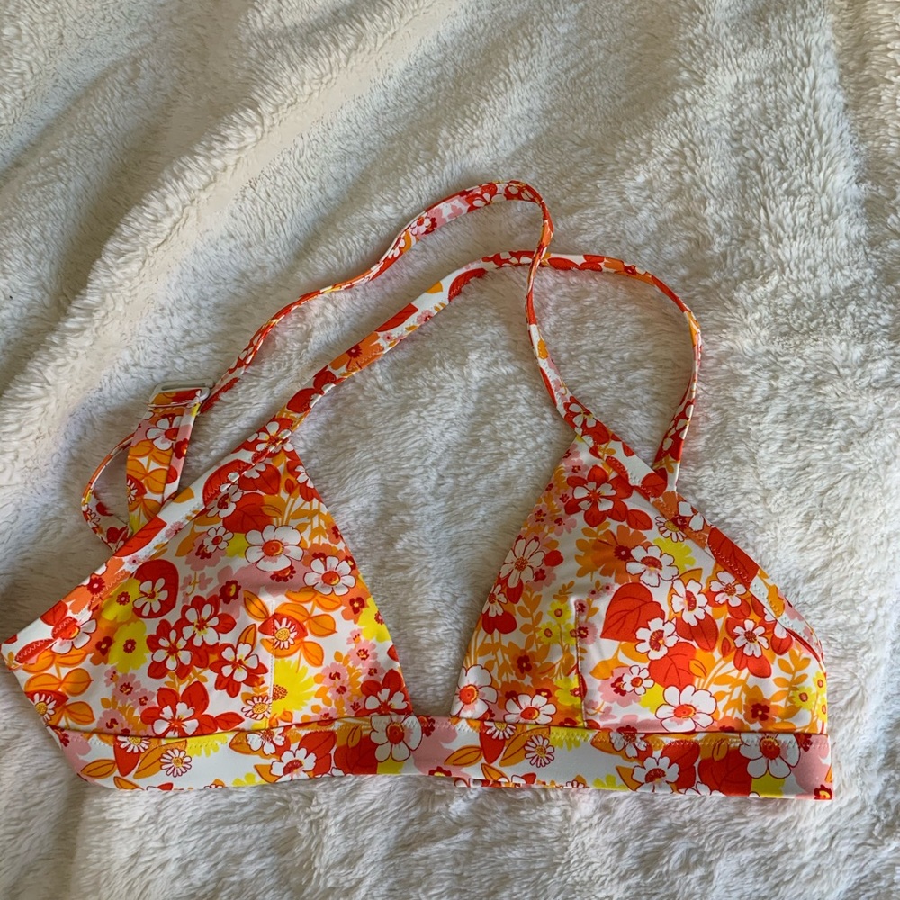 Aerie floral triangle bikini top